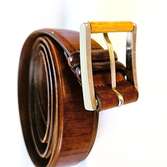 Claudio Orciani Dressy Casual 100% Men's Engrained Brown Leather Belt 40 X 1.5 - Picture 1 of 9